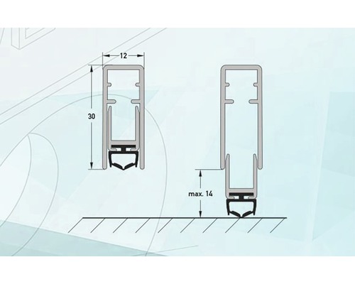 Zeichnung einer Türdichtung mit Größenangaben