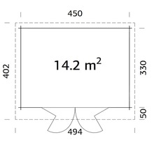 Gartenhaus Palmako Lea 14,2 m² inkl. Fußboden 494 x 402 cm natur