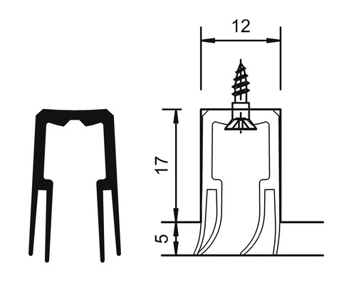 Technische Zeichnung eines Sockelprofils mit Maßangaben