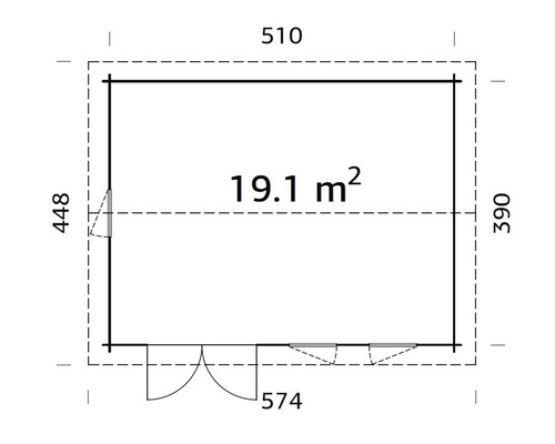 Grundrisszeichnung einer Gartenlaube mit Flächenangabe