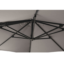 Vue de dessous d''un parasol ouvert avec armature métallique