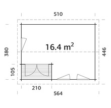 Gartenhaus Palmako Susanna 16,4 m² inkl. Fußboden 564 x 446 cm natur