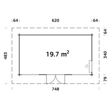 Gartenhaus Palmako Heidi 19,7 m² inkl. Fußboden 748 x 450 cm natur