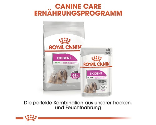 Royal Canin Exigent Mini Trockenfutter und Royal Canin Exigent Alle Größen Feuchtfutter für Hunde