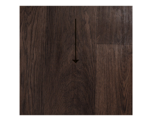 Dunkler Laminatboden mit Pfeil