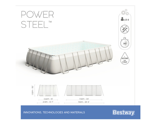 Bestway Power Steel Frame Pool mit Maßangaben