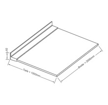 Skizze einer Anlaufbohle mit den Maßen 2000 mm Breite, 1000 mm Tiefe und 92 mm Höhe