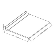 Technische Zeichnung eines Werkstücks mit den Maßen 2800 mm Breite, 1000 mm Tiefe und 92 mm Höhe