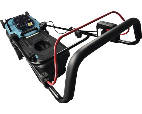 Rasentrimmer mit schwarzem Griff und Fangkorb