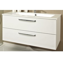 Badmöbel-Set Pelipal Kumba BxHxT 107 x 200 x 50 cm Frontfarbe weiß hochglanz mit Mineralguss-Waschtisch weiß 99.107012509
