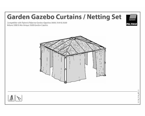 Pavillon Palram – Canopia Palermo Premium 3000 Garden Gazebo avec jeu de rideaux 295 x 295 cm anthracite