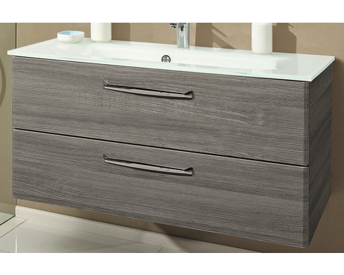 Waschtischunterschrank mit zwei Schubladen und Aufsatzwaschbecken