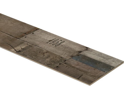 Sol stratifié aspect bois avec l''inscription 1958