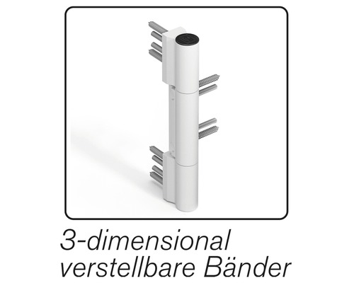 Dreidimensional verstellbares Türband mit Schrauben