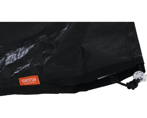 Schwarze Gartenmöbel Abdeckung mit Kordelzug und Siena Garden Logo