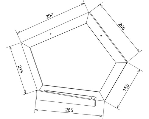 Technische Zeichnung einer Duschwanne mit Maßangaben.