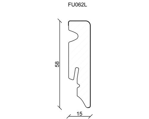 Section de profilé FU062L avec dimensions 58 et 15