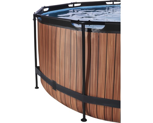 Piscine hors sol avec aspect bois et cadre noir
