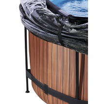 Kit piscine hors sol tubulaire EXIT WoodPool rond Ø 360x122 cm avec groupe de filtration à sable, bâche et échelle aspect bois-thumb-4