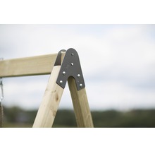 Cabane de jeux zèbre en bois avec véranda et balançoire