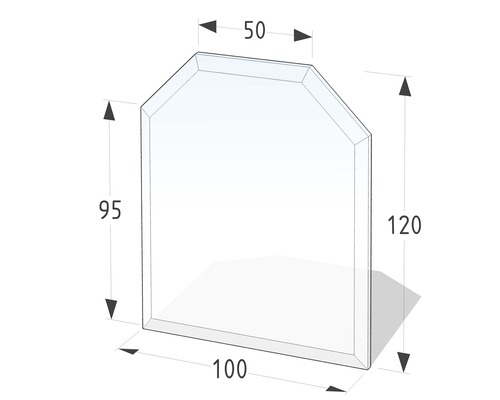 Plaque de cheminée Lienbacher verre à 6 angles 100x120 cm avec chanfrein