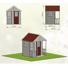 Illustration d''une maison de jeu mesurant 1,2 mètre sur 1,55 mètre.