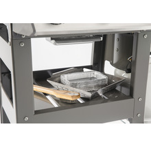 Étagère de chariot de grill avec barquettes en aluminium et brosse pour grill
