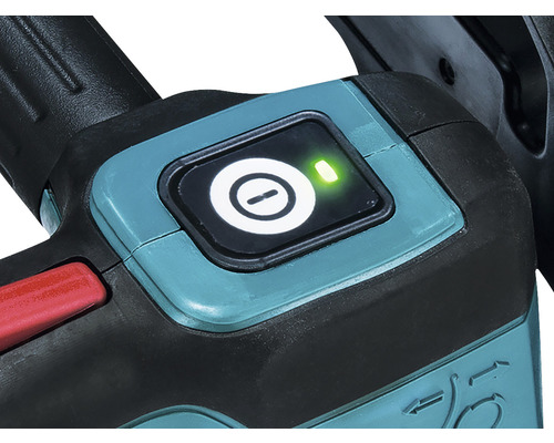 Detailansicht des Ein- und Ausschalters einer Heckenschere