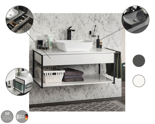 Waschtisch mit Becken, Schublade und Ablage im modernen Design