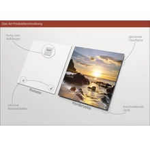 Tableau en verre avec surface brillante, suspension arrière et entretoises