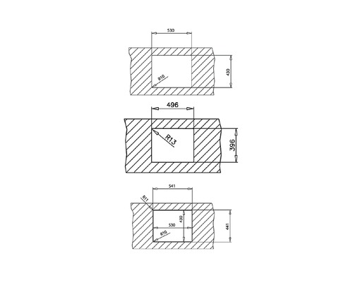 Technische Zeichnung mit Maßangaben