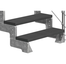 Metalltreppe mit zwei Stufen und geriffelten Trittflächen