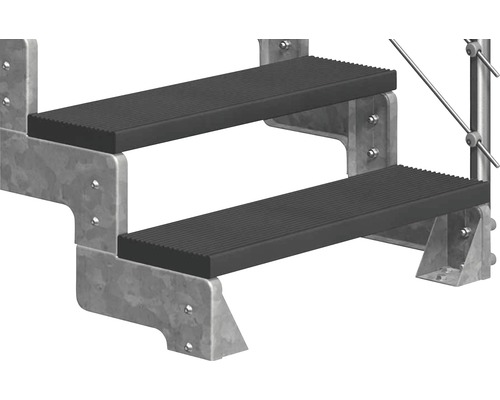 Metalltreppe mit zwei Stufen und geriffelten Trittflächen
