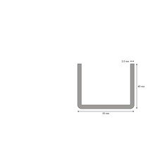 Dessin d''un profilé en U avec les dimensions 50 mm, 40 mm et 2 mm.