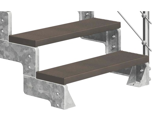 Treppe mit zwei Stufen und Metallstruktur