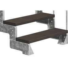Zweistufige Treppe mit verzinktem Stahlrahmen und Trittstufen mit Rippenprofil