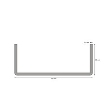 Section de profilé avec dimensions de 100 mm, 40 mm et 2 mm