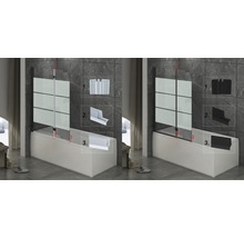 Pare-baignoire 2 parties basano 112 x 142 cm décor bandes transversales couleur du profilé noir-thumb-1