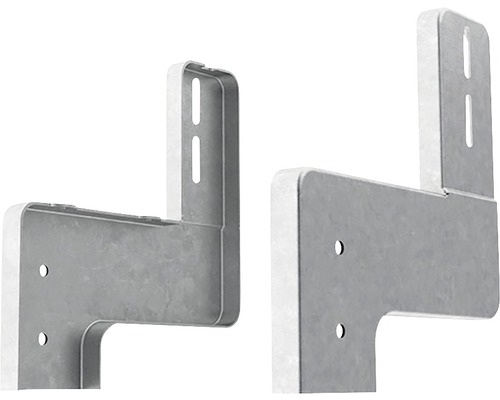 Deux supports métalliques avec trous de fixation