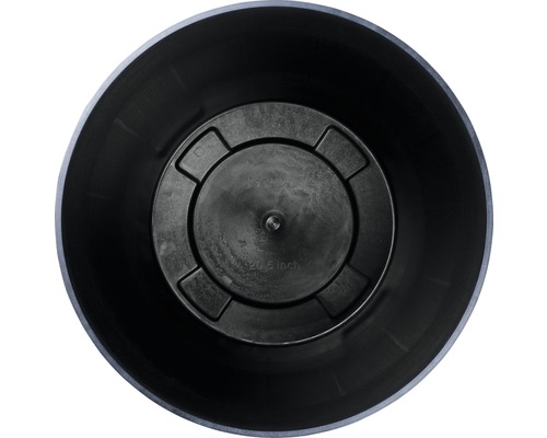 Innenansicht eines schwarzen Pflanzgefäßes mit einem Durchmesser von 20,5 Zoll.