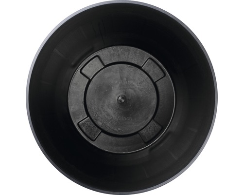 Vue intérieure d''un pot de fleurs rond en plastique