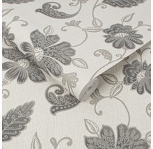 Rolle florale Tapete mit Blumenmuster in Grau und Weiß