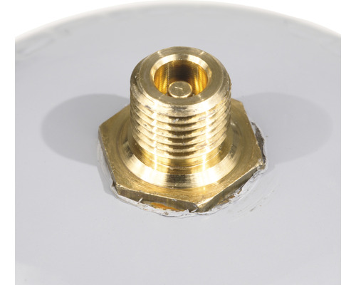 Detailansicht eines goldenen Anschlussstücks mit Gewinde.