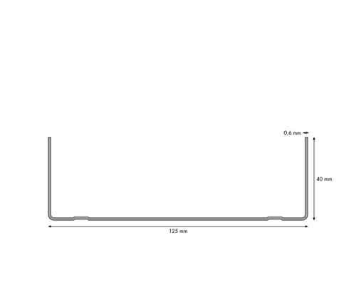 Technische Zeichnung eines U-Profils mit Maßangaben