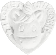Herzförmige Dekoration mit Einhorn-Motiv und dem Schriftzug ''Love Unicorn''