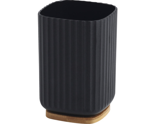 Gobelet à brosses à dents en céramique avec socle en bois