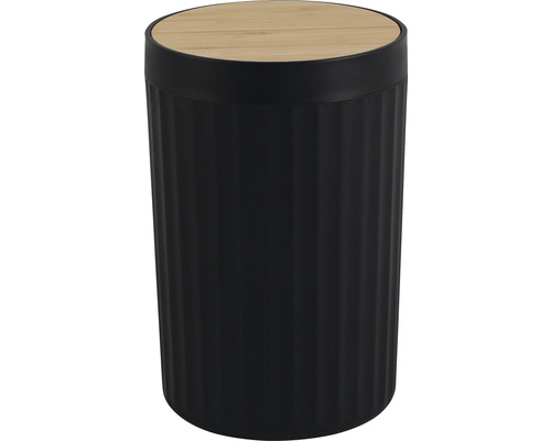 Poubelle en plastique avec couvercle en bambou
