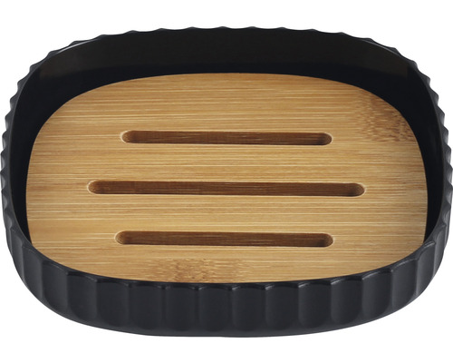 Porte-savon en bambou avec bord ondulé
