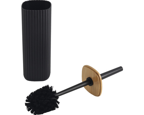 Garniture de toilette noire avec récipient et brosse