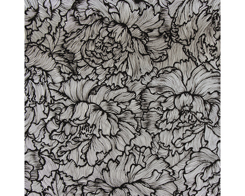 Papier peint intissé 87005-HOR Flock Fleur velours noir blanc Motif de tissu avec un motif floral